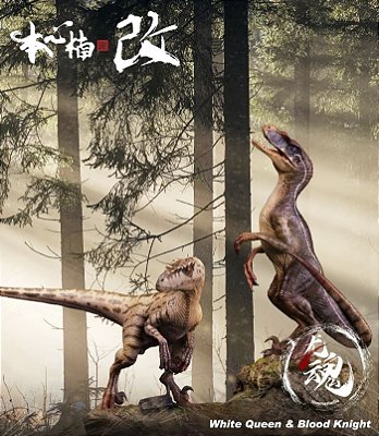 VELOCIRAPTOR NANMU 2023 "WHITE QUEEN + BLOOD KNIGHT" SUMMER CHAPTER ESTATUETA DE RESINA RAPTOR