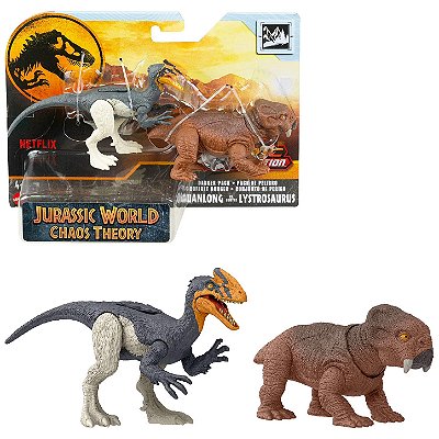 GUANLONG VS LYSTROSAURUS MATTEL DANGER PACK EPIC EVOLUTION CHAOS THEORY JURASSIC WORLD