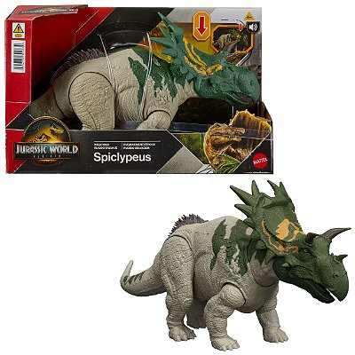 SPICLYPEUS MATTEL WILD ROAR JURASSIC WORLD REBIRTH DINO COM SOM CERATOPSÍDEO