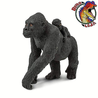 GORILA FÊMEA COM BEBÊ WILD LIFE SAFARI LTD. MINIATURA DE ANIMAL SELVAGEM PRIMATA