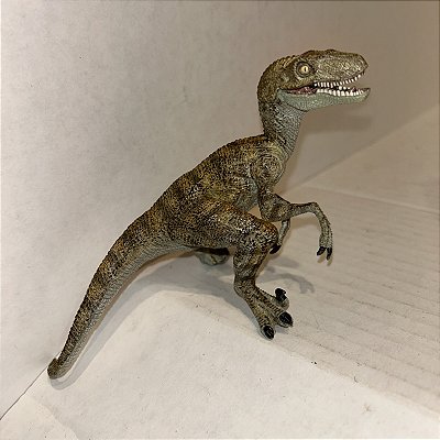 VELOCIRAPTOR PAPO MARROM RARO 2005 BRINQUEDO DE DINOSSAURO COLECIONÁVEL [USADO]
