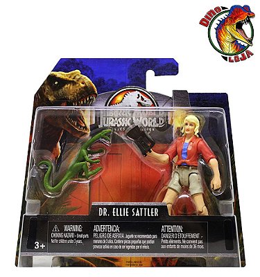 DRª SATTLER JURASSIC PARK LEGACY COLLECTION BONECO ELLIE SATTLER COM COMPSOGNATHUS MATTEL