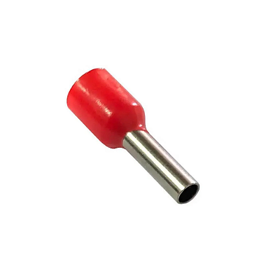 Terminal Tubular E1008 Pré-Isolado Tipo lhós 1mm Vermelho