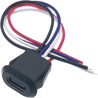 Conector USB Tipo C Fêmea para Painel 4 Vias