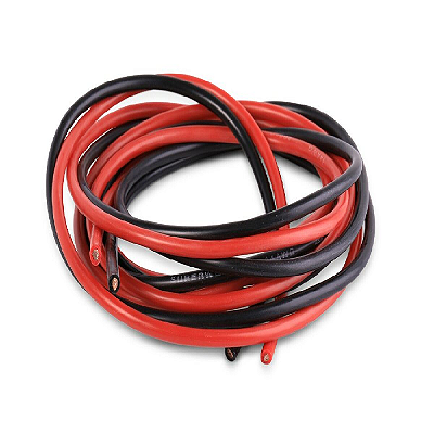 Par Fio De Cobre Revestido Silicone 3mm 16AWG (1m Preto e 1m Vermelho)