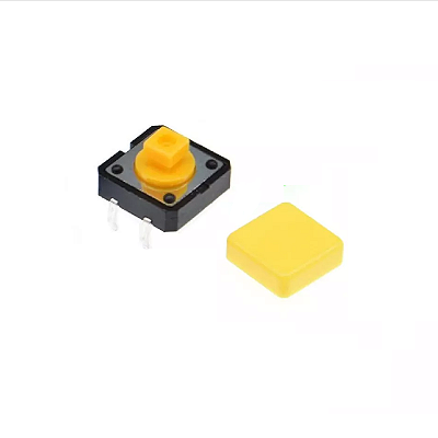 Chave Táctil 12x12mm com Capa Quadrada - Amarela