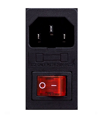 Tomada Fêmea com Porta Fusível e Interruptor para Impressora 3D CNC