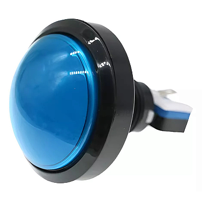 Botão de Acrílico Iluminado 60mm Oval para Fliperama Azul