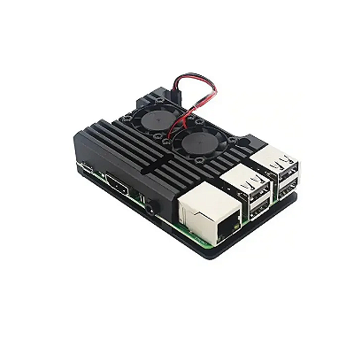 Case em Alumínio para Raspberry Pi 4 com Cooler Duplo
