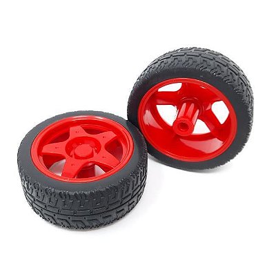 Roda Pneu 65mm para Chassi Robótica - Vermelho