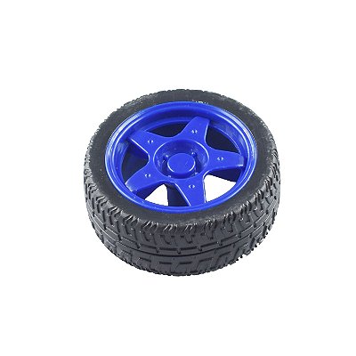 Roda Pneu 65mm para Chassi Robótica - Azul