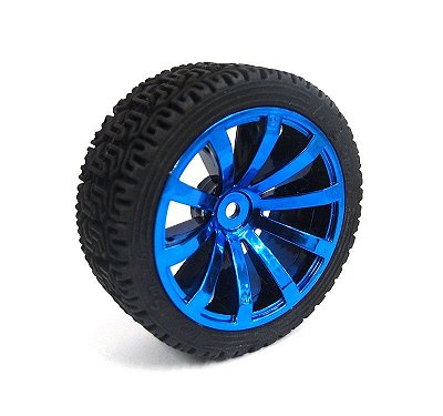 Roda Pneu 65mm Aro 12 para Chassi Robótica - Azul