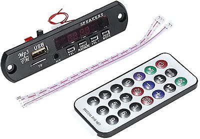 Módulo Decodificador USB FM Auxiliar Bluetooth 12V com Controle