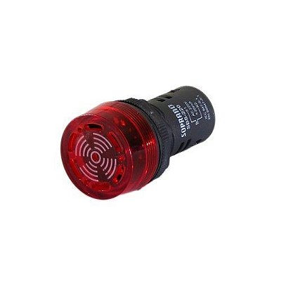 Sinaleiro Luminoso e Sonoro 22mm 220V Vermelho