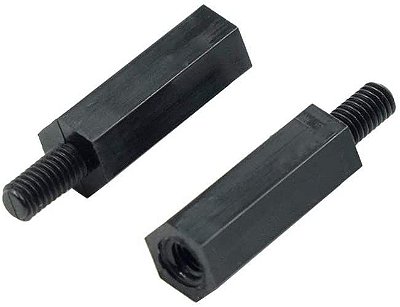 Espaçador Fêmea/Macho em Nylon Preto 20+6mm M3