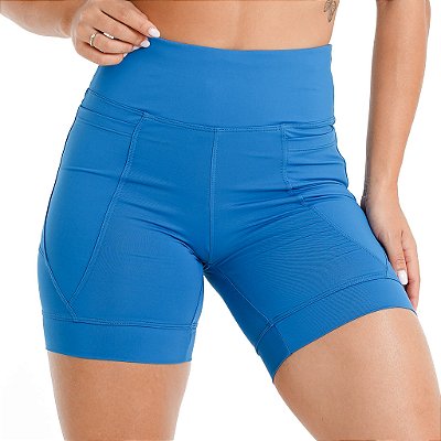 Bermuda de Compressão Feminina Onnze Sports 4 Bolsos para Corrida Azul Royal