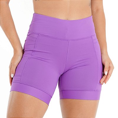 Bermuda de Compressão Feminina Onnze Sports Meia Coxa com Barra para Corrida Lilás