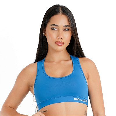 Top de Compressão Feminino Onnze Sports Alta Sustentação Azul Royal