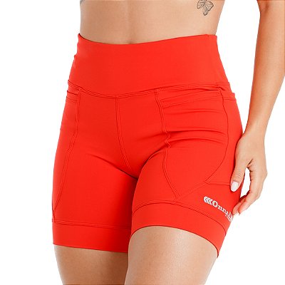 Bermuda de Compressão Unissex Onnze Sports 4 Bolsos para Corrida Vermelha