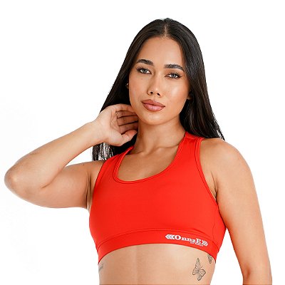 Top de Compressão Feminino Onnze Sports Alta Sustentação Vermelho