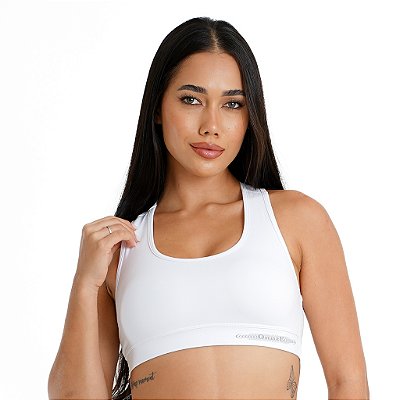 Top de Compressão Tradicional Feminino Onnze Sports Alta Sustentação Branco