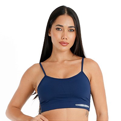 Top de Alça Compressão Feminino Onnze Sports Alta Sustentação Azul Marinho Marine