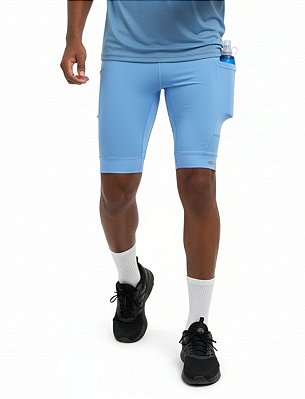 Bermuda de Compressão Unissex Onnze Sports 3 Bolsos para Corrida Azul Celeste