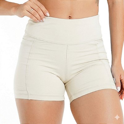 Shorts Meia Coxa de Compressão Feminino Onnze Sports OFF White