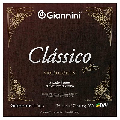 Corda Avulsa Giannini Tensão Pesada 7° Para Violão 7 Cordas