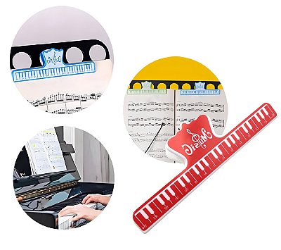 Grampo Predendor para Partituras Tematico Piano Vermelho