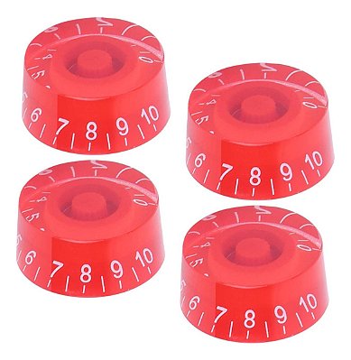 Kit 4 Knobs Vermelhos Guitarra Baixo Les Paul SG PRS