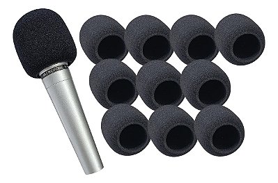 Espuma Para Microfone Grande Uso Profissional Preto 10un.