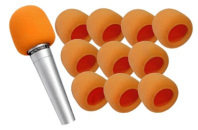 Espuma Para Microfone Grande Uso Profissional Laranja 10un.