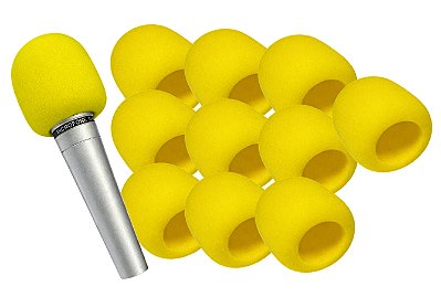 Espuma Para Microfone Grande Uso Profissional Amarela 10un.