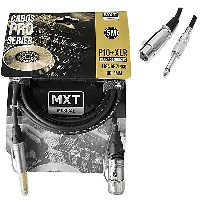 Cabo de Audio Profissional Microfone P10 XLR Banhado a Ouro 5mts