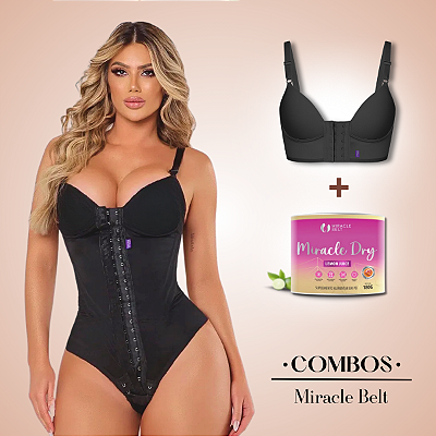 Cinta Modeladora Body com Bojo e Sutiã Modelador + Miracle Dry