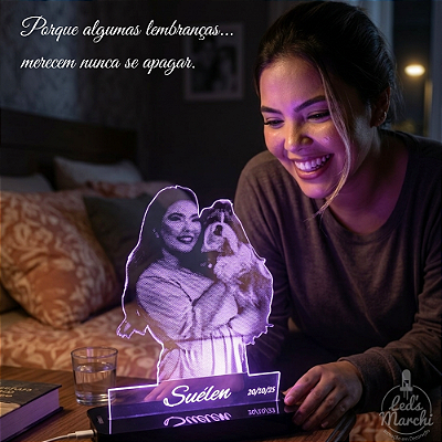 Luminária LED Personalizada Foto Gravura