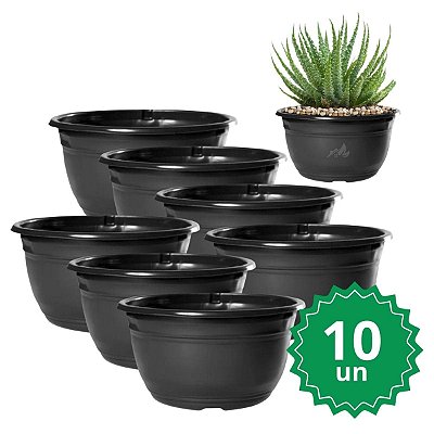 Kit 10 Vaso Cuia Clássica NC 22 Preto Para Cultivo e Produção 2,9 Litros de Plástico - Nutriplan