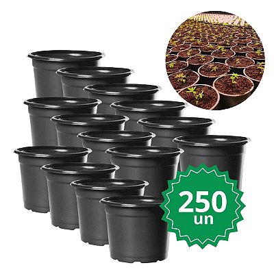 Kit 250 Vaso De Muda NP11 Holambra Redondo Pote Preto De Plástico - Nutriplan