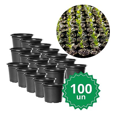 Kit 100 Vaso De Muda NP06 Holambra Redondo Pote Preto De Plástico - Nutriplan