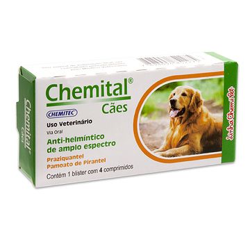 Chemital cães - vermifugo para cães 4 comprimidos