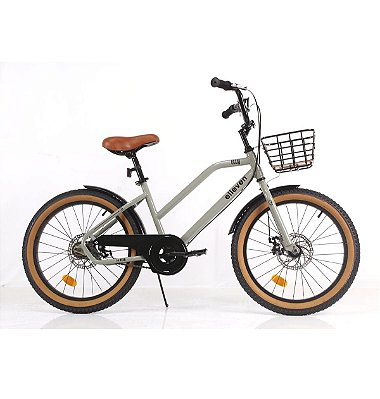 BICICLETA URBAN ELLY ARO 20" COM CESTA CINZA/PRETA