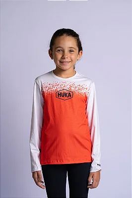 Camisa Infantil Huka UV 50+ Unissex ML Estampa laranja Tam6
