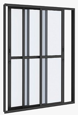 Porta Balcão 3 Planos - Alumínio Preto
