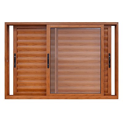 Veneziana 3 Folhas - Sem Grade - Alumínio Madeirado