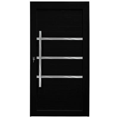 Porta Lambril Fechada Pivotante Com Friso - Alumínio Preto
