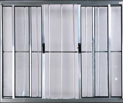 Vitro 4 Folhas 1,00 X 1,50 Com Grade Alumínio Brilhante L14