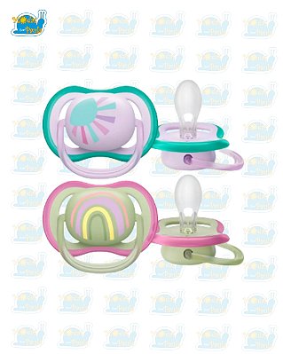 Chupeta Philips Avent Ultra Air 0-6 meses  Verde e Lilás - 2 unidades