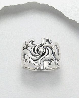 anel de prata tribal pesado
