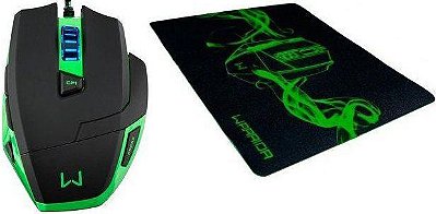 KIT MOUSE MULTILASER WARRIOR 3200DPI + MOUSEPAD 245X200MM MO245